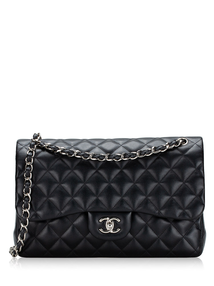 Lambskin Classic Jumbo Double Flap Bag Black