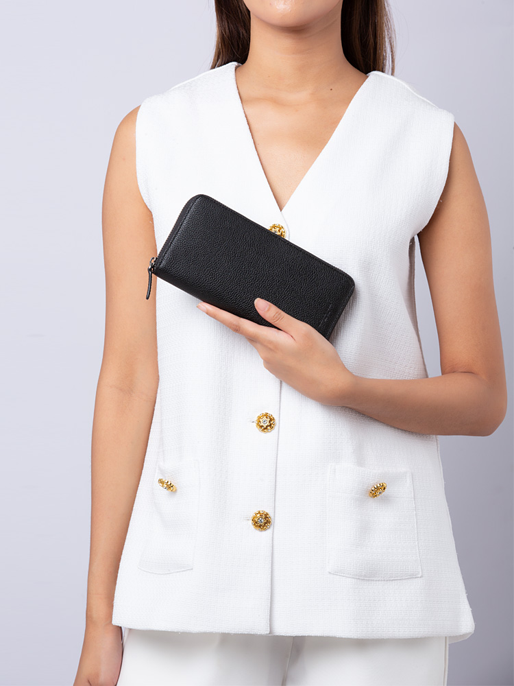 Russel Tech Zip Around Wallet Black