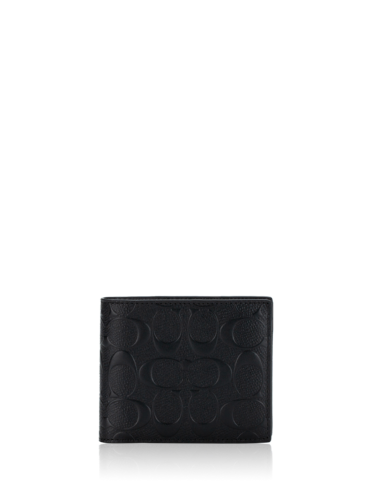 Men CR957 Signature 3 in 1 Embossed Leather Wallet Black