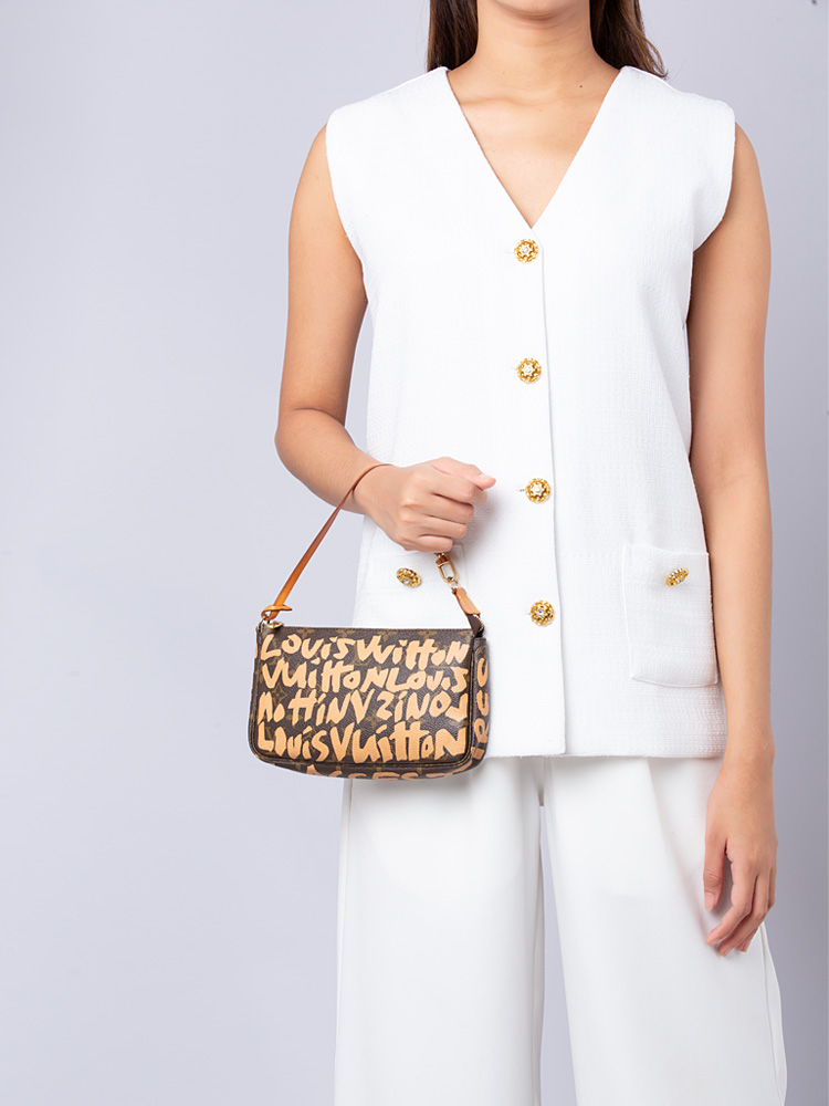 X Stephen Sprouse Monogram Graffiti Pochette Accessories Peach