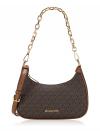 Signature Cora Medium Zip Pouchette Bag Brown Gold