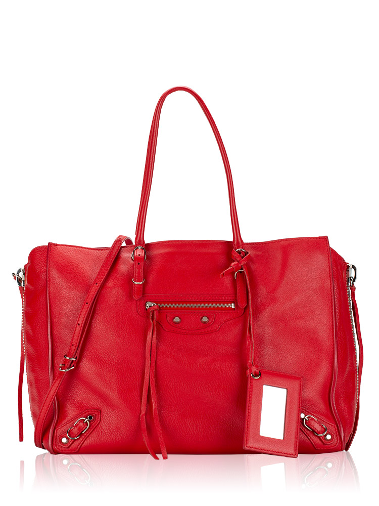 Veau Papier B4 Zip Tote Rouge Tango