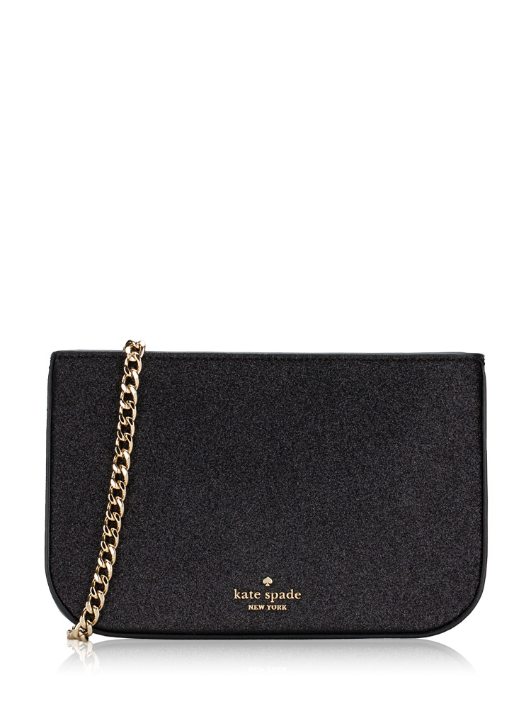 Glimmer Glitter Chain Pochette Black