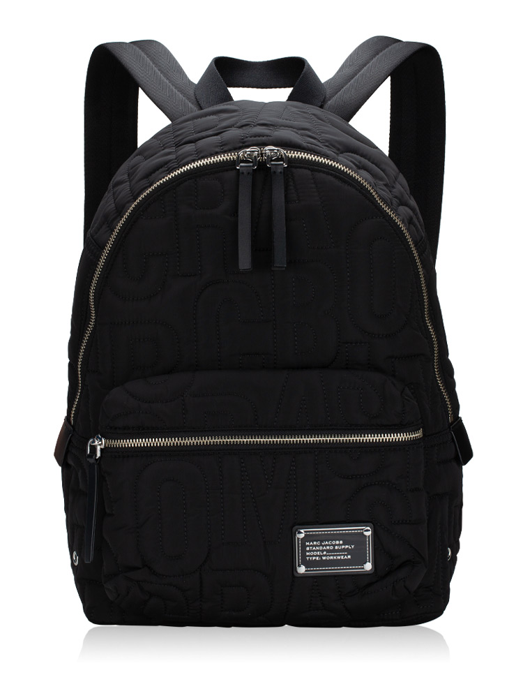 4S4HBP001H02 Nylon Quilted Medium Backpack Black
