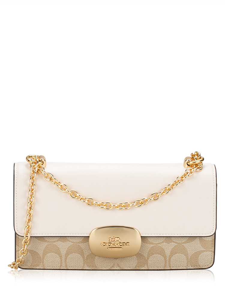 CP009 Signature Eliza Flap Crossbody Light Khaki Chalk
