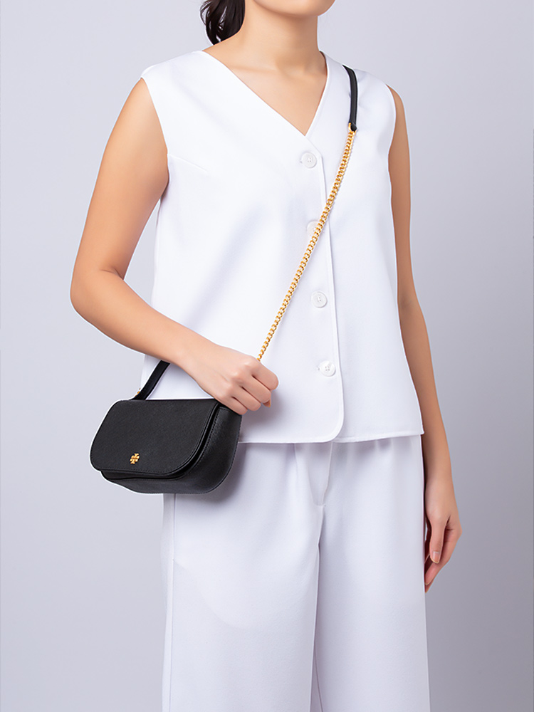 Emerson Saffiano Top Handle Crossbody Black