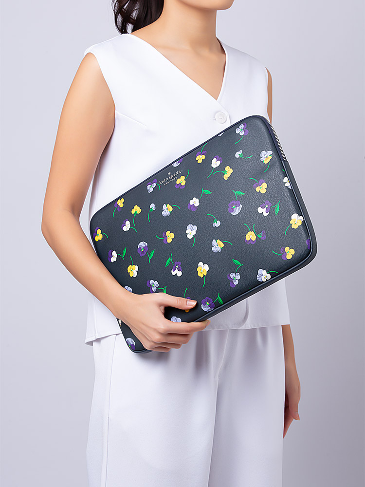 Staci Pansy Toss Printed Laptop Sleeve Blazer Blue Multi