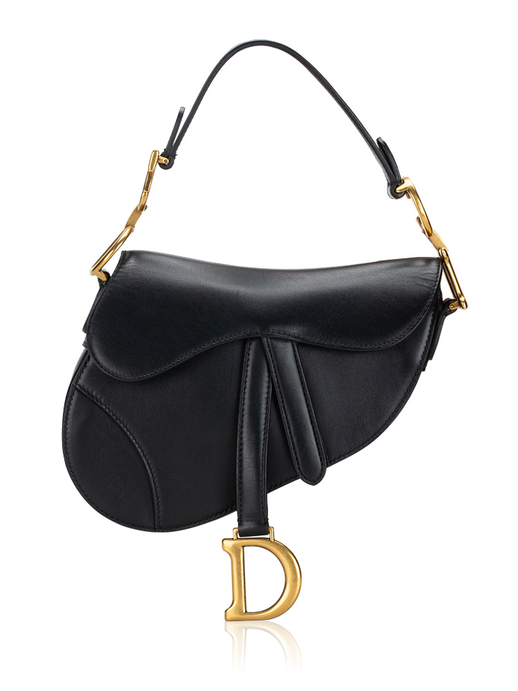 Calfskin Mini Saddle Bag Black