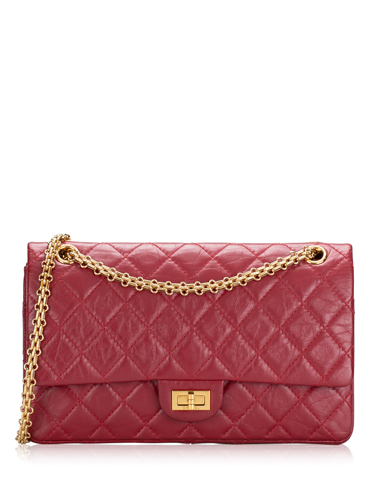 Aged Calfskin Quilted 2.55 Reissue 226 Double Flap Bag Red