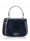 Kyla Croco Embossed Top Handle Saddle Bag Blazer Blue