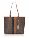 Monogram Eliza Stripe Large EW Open Tote Brown Luggage