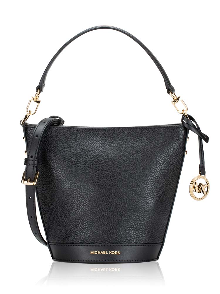 Townsend Leather Small Top Zip Convertible Bucket Bag Black