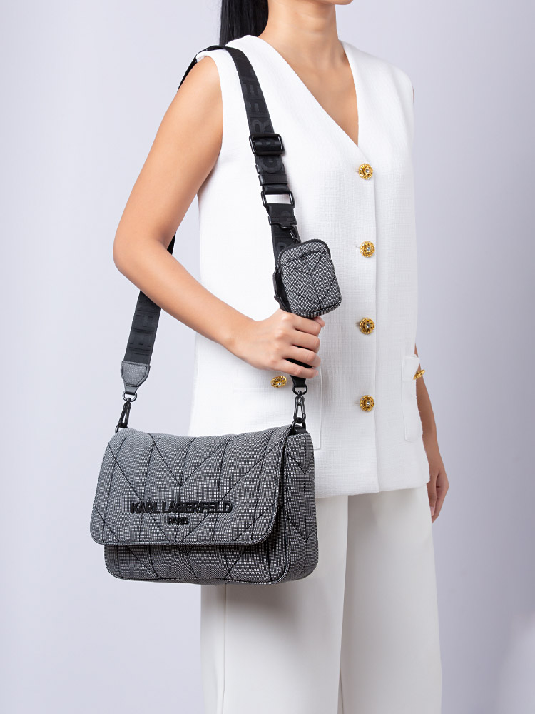 Voyage Nylon Crossbody Black White