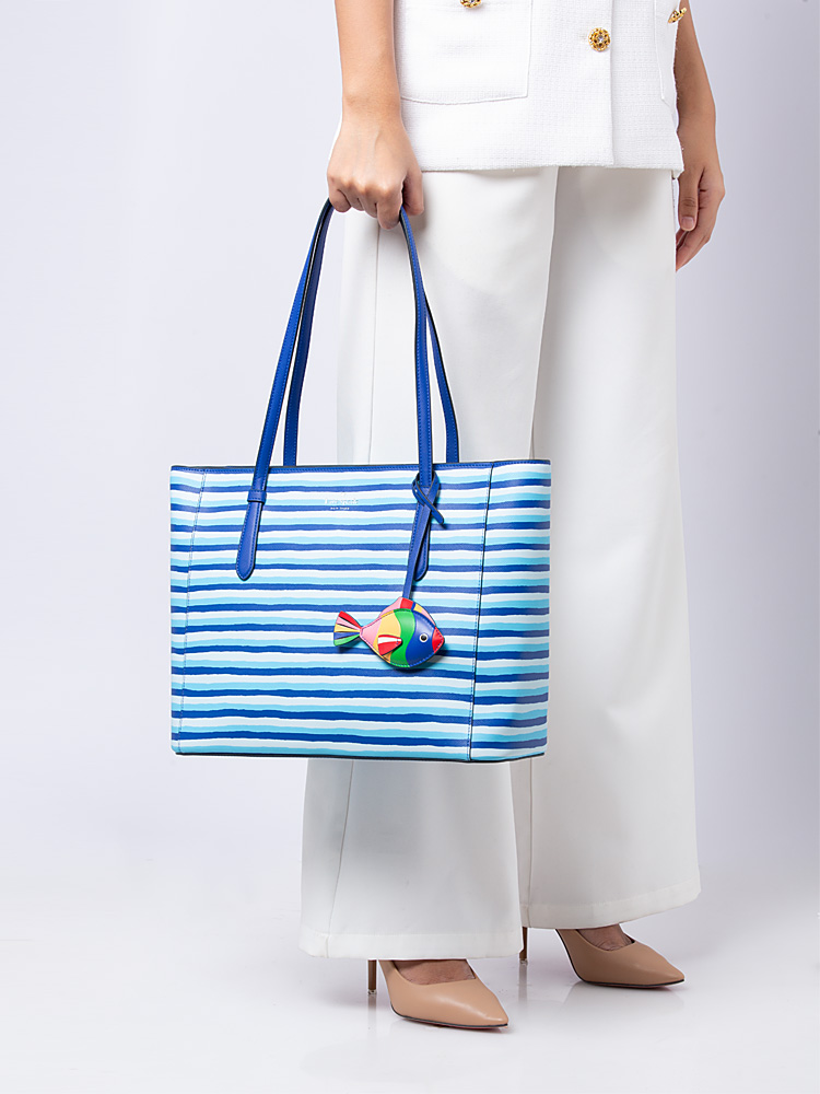 Schuyler Wave Stripe Medium Tote Blue Multi