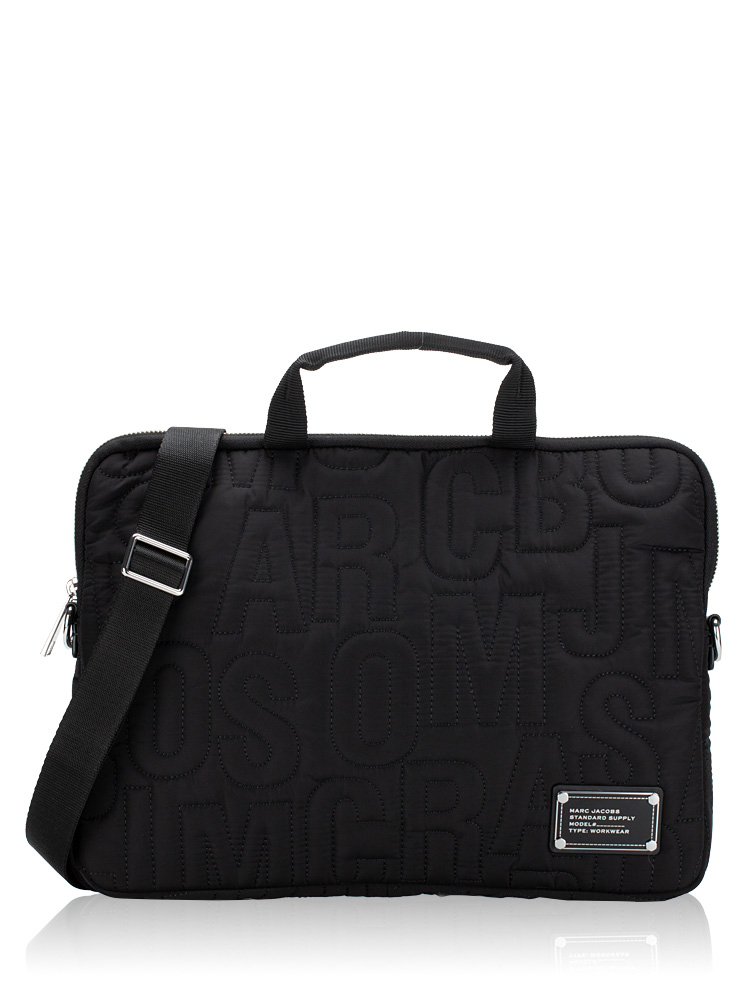 4S4SCP001S02 Nylon Logo Quilted 13 Laptop Bag Black
