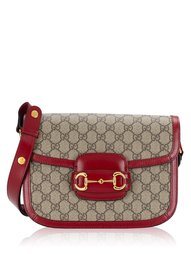 GG Supreme 1955 Horsebit Shoulder Bag Beige Ebony New Cherry
