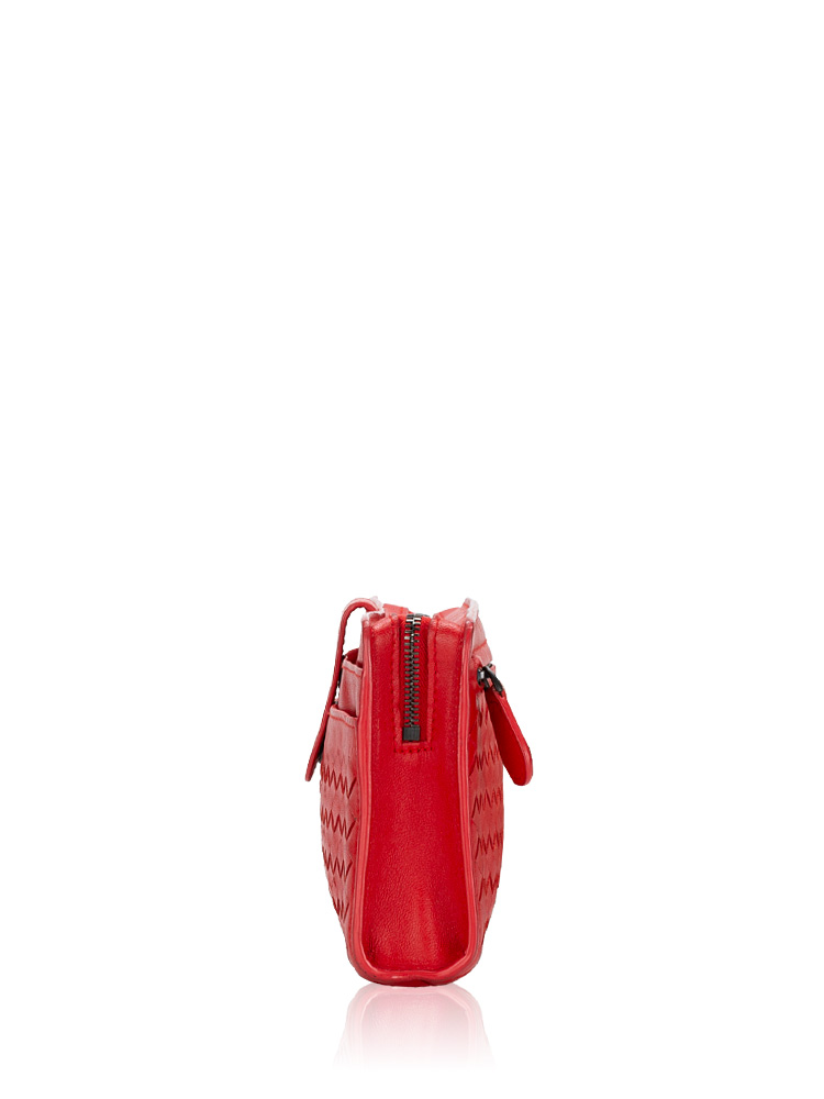Nappa Intrecciato Continental Snap Wallet Red