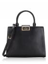 Reegan Smooth Leather Satchel Black