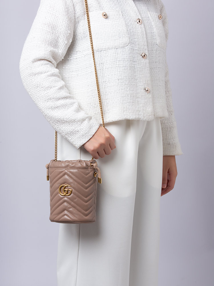 GG Marmont Matelasse Mini 2.0 Bucket Bag Porcelain Rose