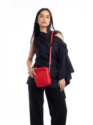 Jet Set Travel Leather Medium NS Chain Crossbody Bright Red                                  