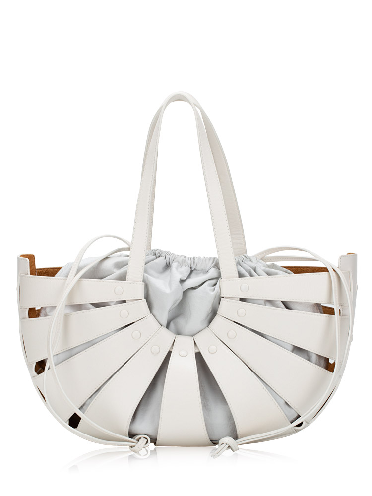 French Calfskin Shell Bag White Frost