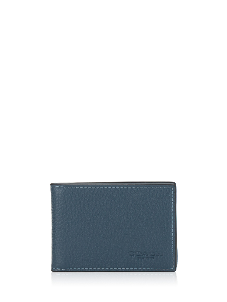 Men CM167 Compact Leather Billfold Wallet Denim