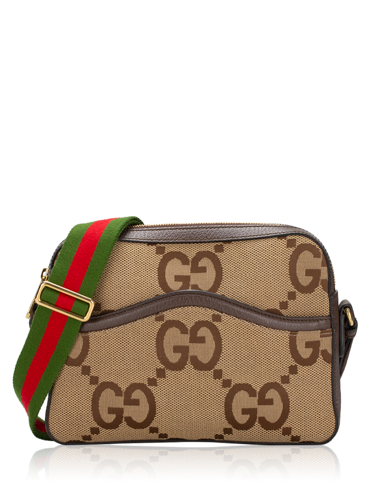 Jumbo GG Web Small Shoulder Bag Camel Ebony New Acero