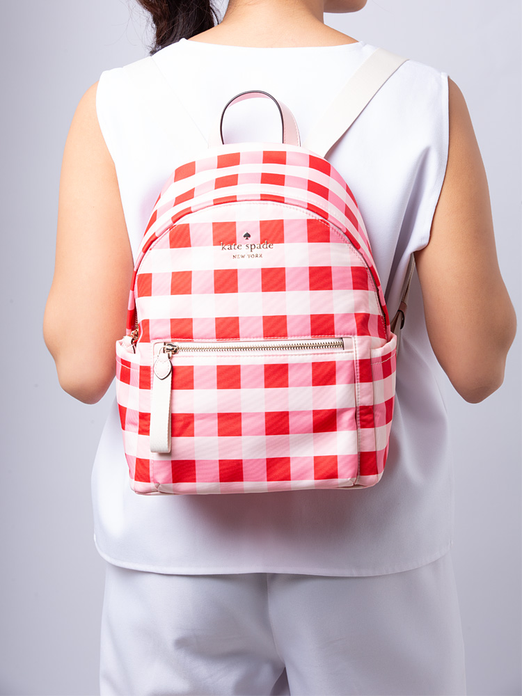Chelsea Gingham Medium Backpack Pink Multi