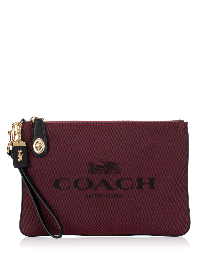 C3387 Jacquard Horse and Carriage Turnlock Pouch Black Cherry