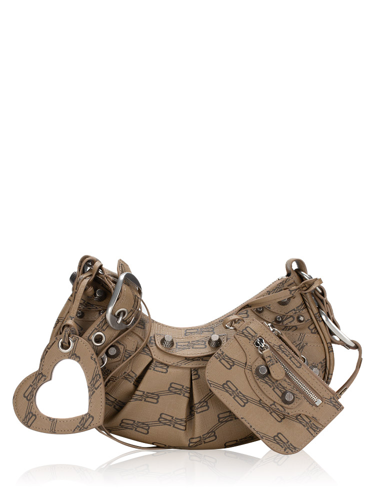 Coated Canvas BB Monogram Le Cagole XS Shoulder Bag Beige