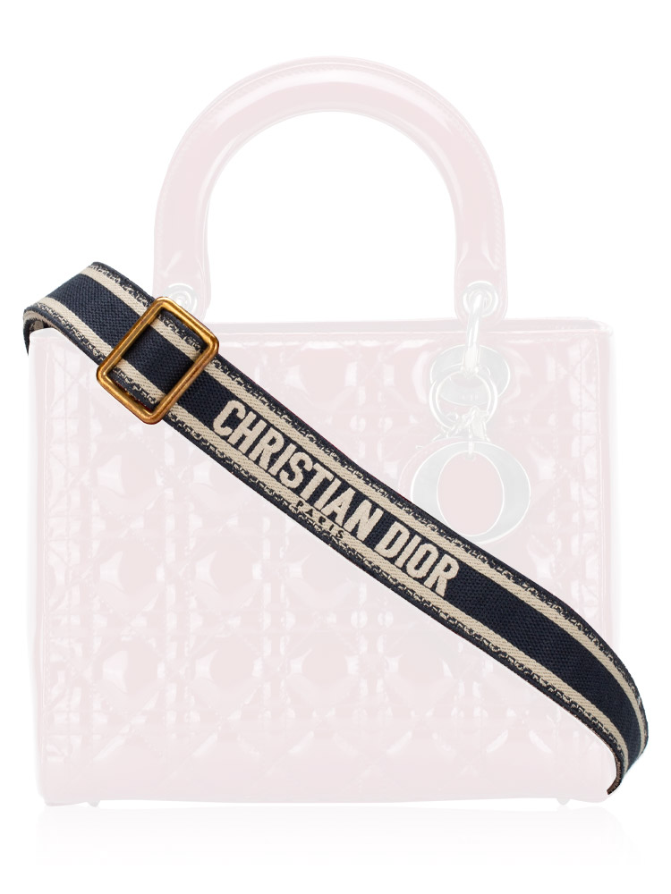 Toile Embroidered Thin Shoulder Strap Blue