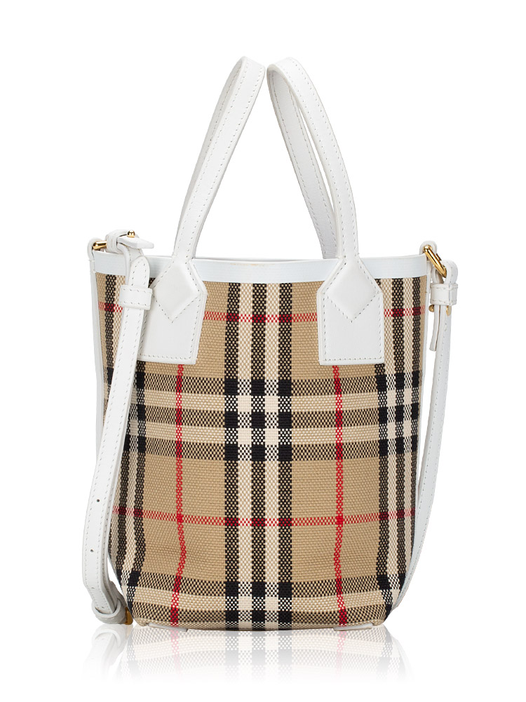 Cotton Vintage Check London Mini Tote Archive Beige White