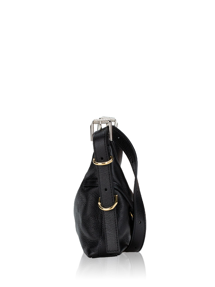 Tumbled Calfskin Mini Voyou Boyfriend Party Bag Black