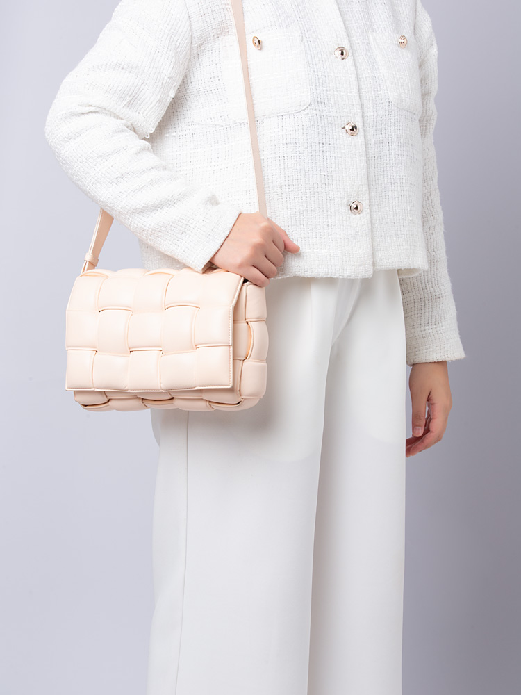 Nappa Maxi Intreccio Padded Cassette Crossbody Melon Washed