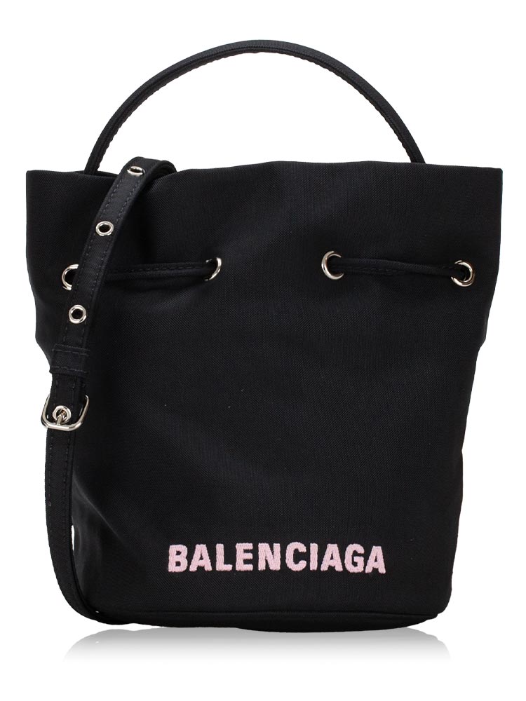 Sport Nylon Logo Wheel Bucket Bag Black Pink