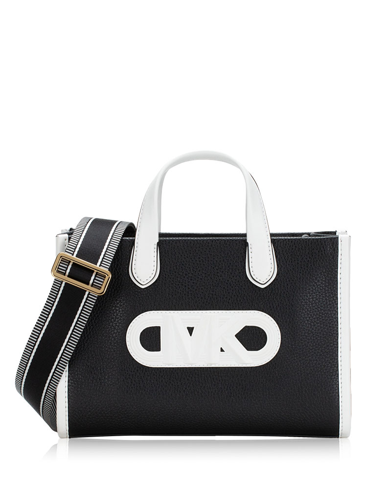 Gigi Leather Small Messenger Black Optic White
