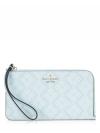 Lucy Spade Flower Medium L-Zip Wristlet Blue Glow