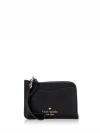 Leila Pebbled Leather Small Card Holder Black Gold