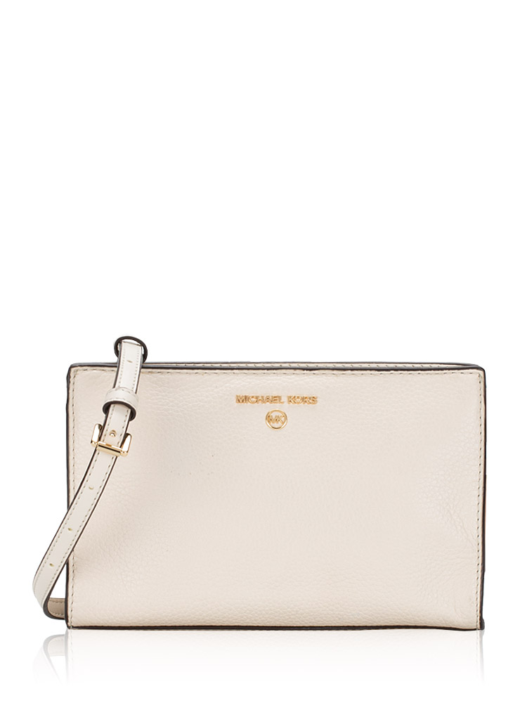 Valerie Medium Leather Crossbody Light Cream