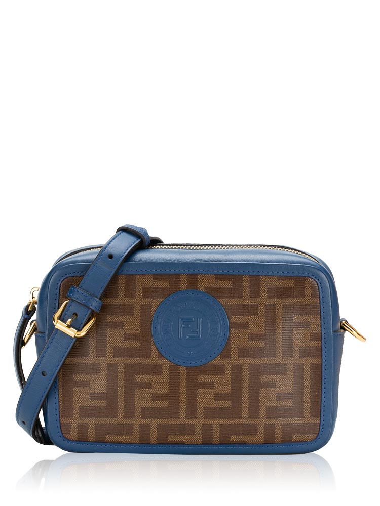 Glazed Fabric FF 1974 Stamp Patch Mini Camera Bag Mogano Panna Iris