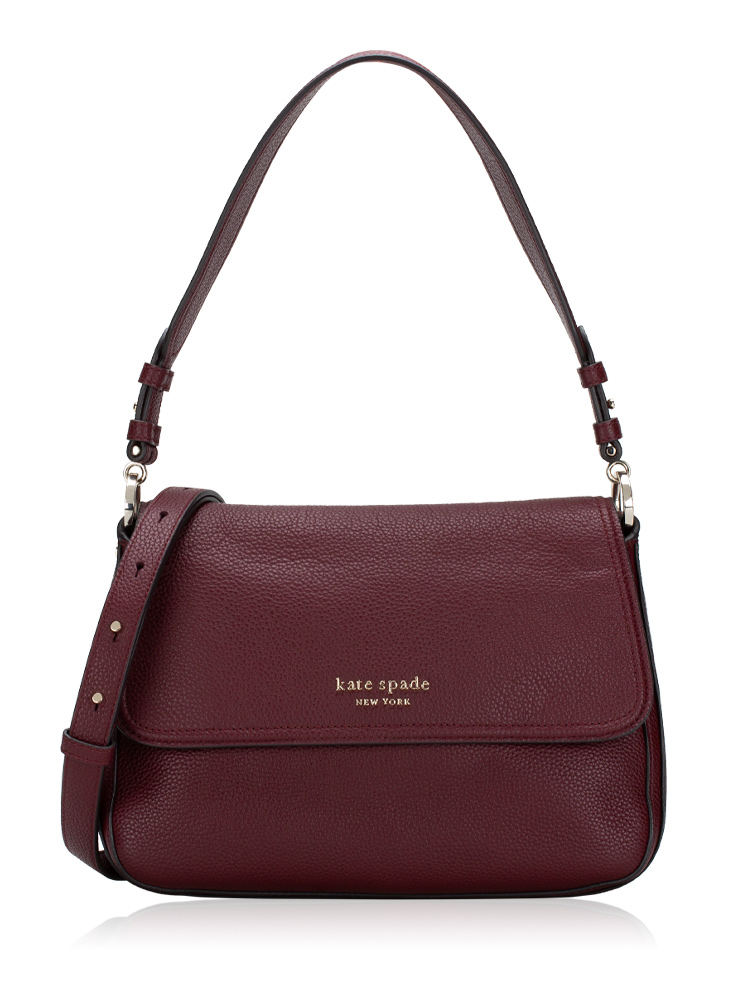 Hudson Leather Medium Flap Shoulder Bag Cordovan