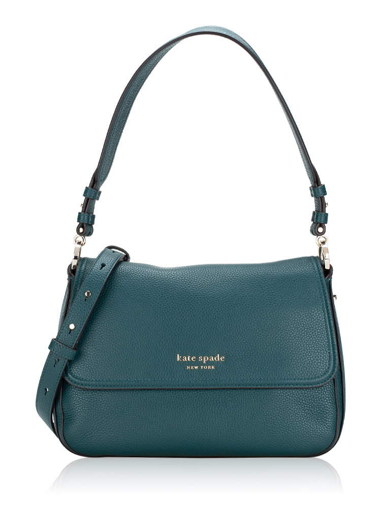 Hudson Leather Medium Flap Shoulder Bag Artesian Green