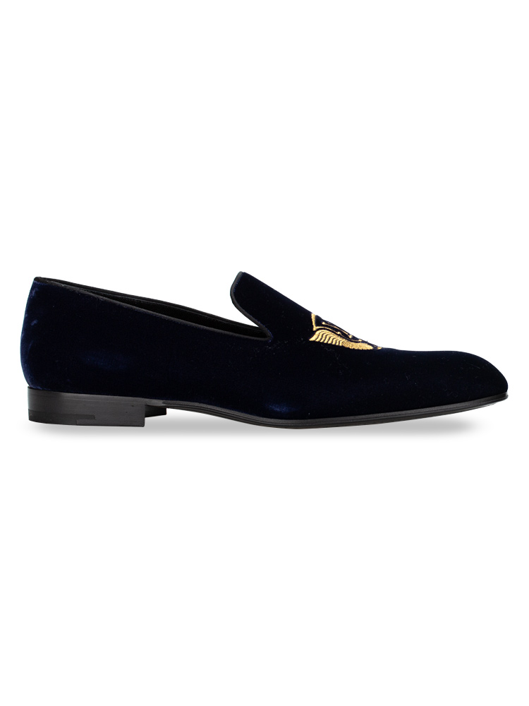 Velvet Logo Auteuil Slipper Marine Blue Sz 9.5