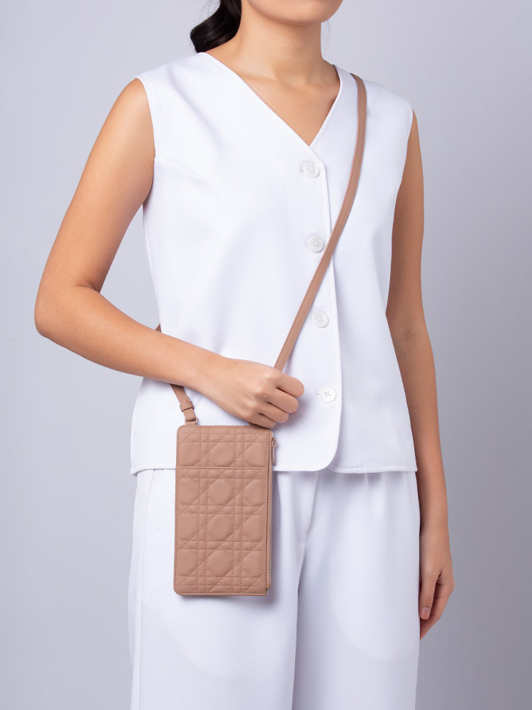 Ultra Matte Calfskin Lady Dior Long Wallet With Strap Blush