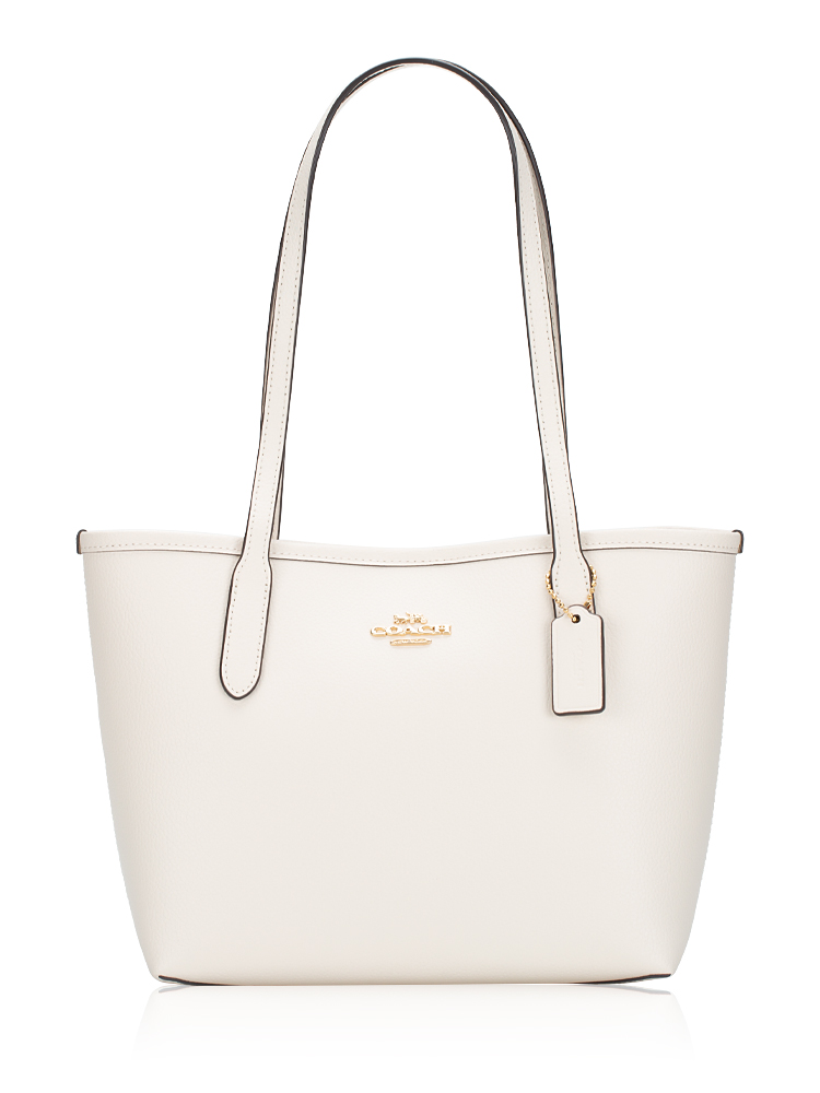 CT859 Leather Small City Tote Bag Chalk