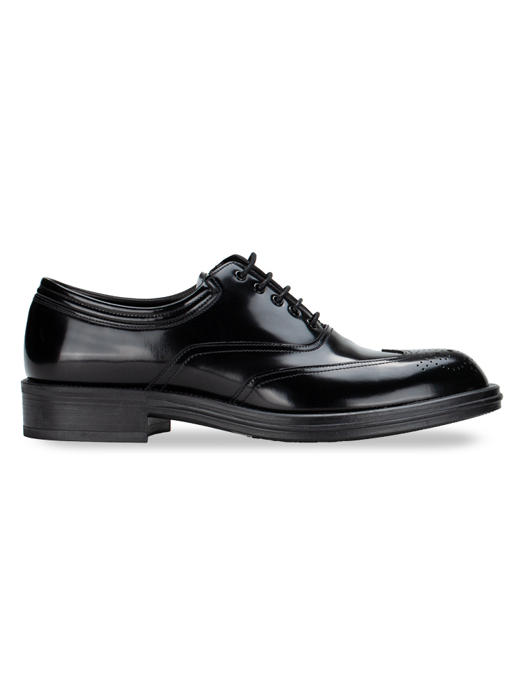 Men 2EC109 Brushed Leather Brogue Oxfords Black Sz.6