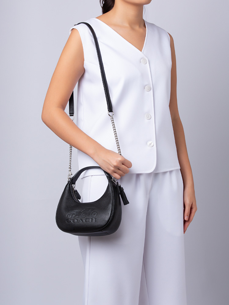 CT774 Carmen Leather Mini Crossbody Black