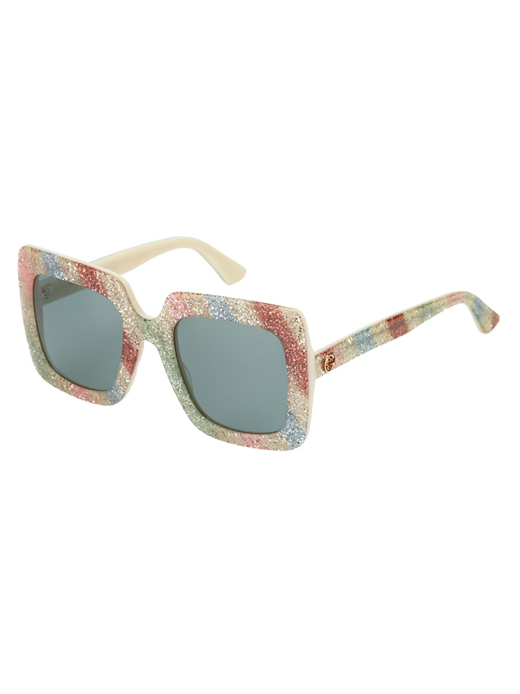 GG0328S Square Glitter Sunglasses Ivory Multicolor