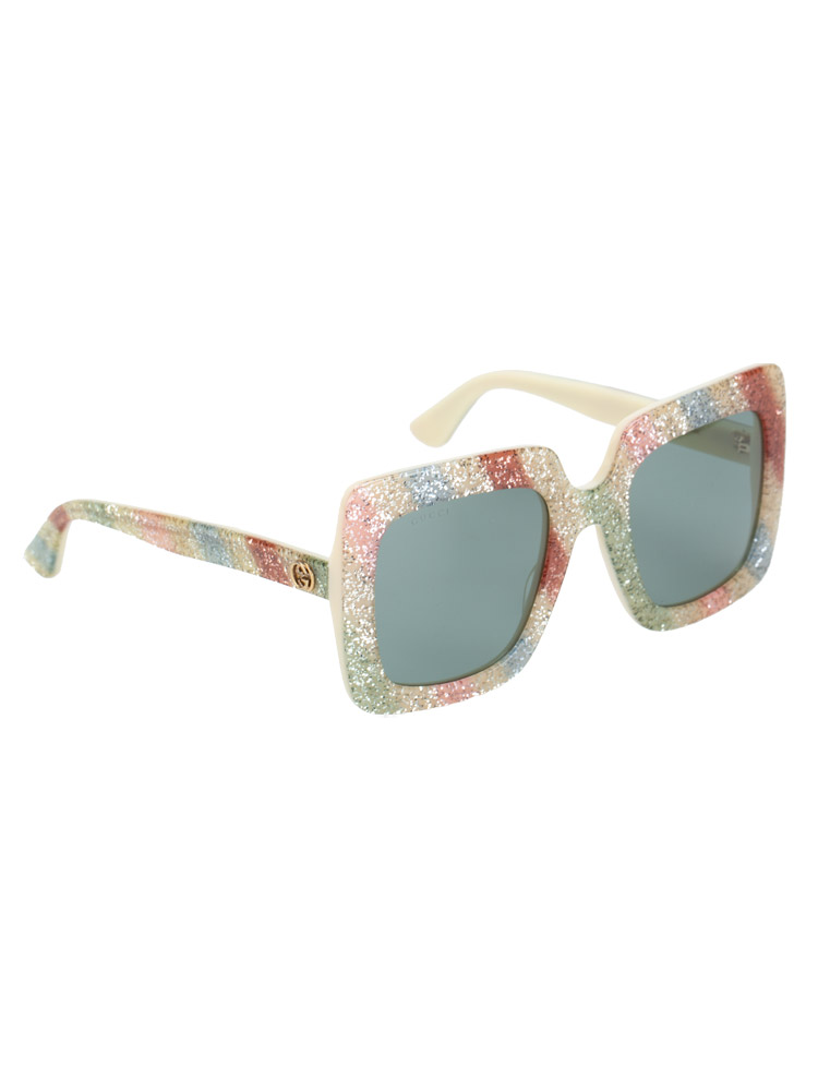 GG0328S Square Glitter Sunglasses Ivory Multicolor