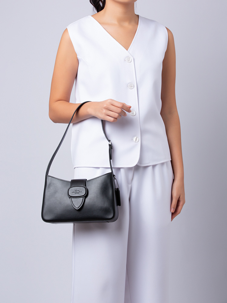 CT853 Eliza Leather Shoulder Bag Black